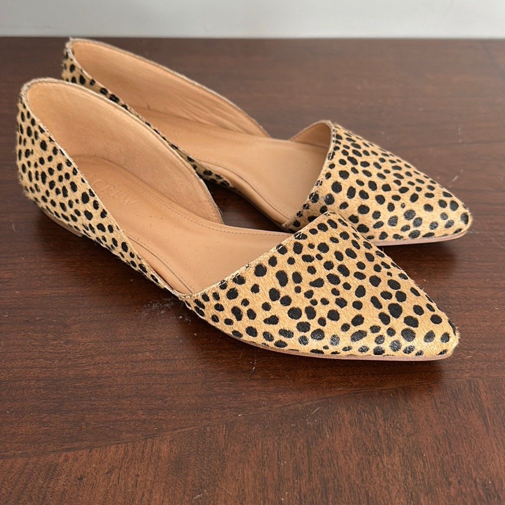 J.  Crew leopard fur flats